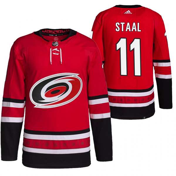 Men's Carolina Hurricanes #11 Jordan Staal Red Stitched Jersey